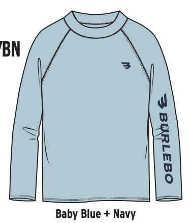 Youth Rashguard - Baby Blue and Navy