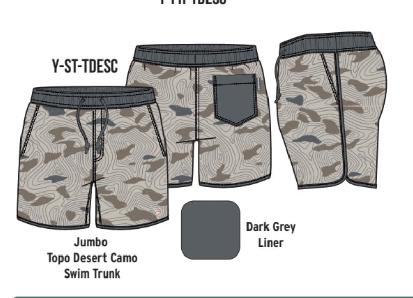 Youth Swim Trunk - Jumbo Topo Desert Camo