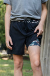 Youth Athletic Shorts - Black - Throwback Camo Liner